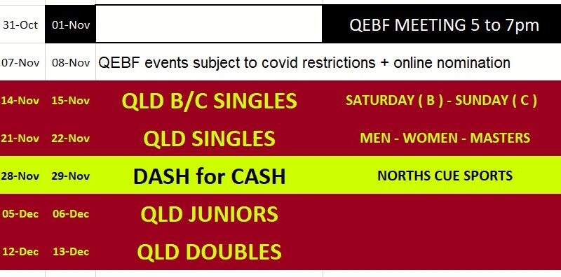 2020 QEBF Calendar of Events